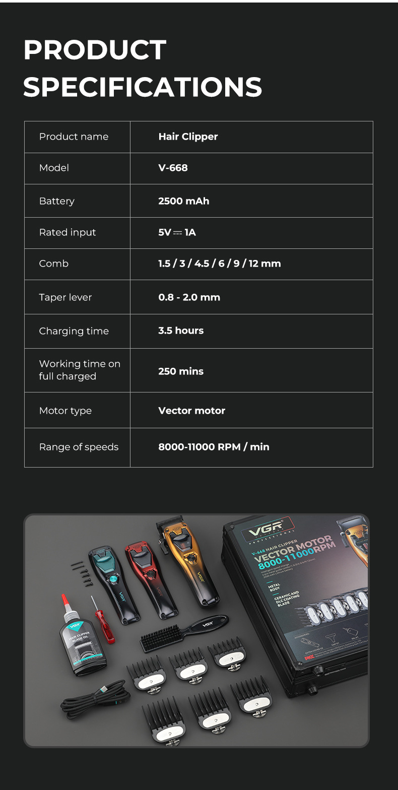 Professional Electric Hair Clipper With Digital Display Speed_voghion.com