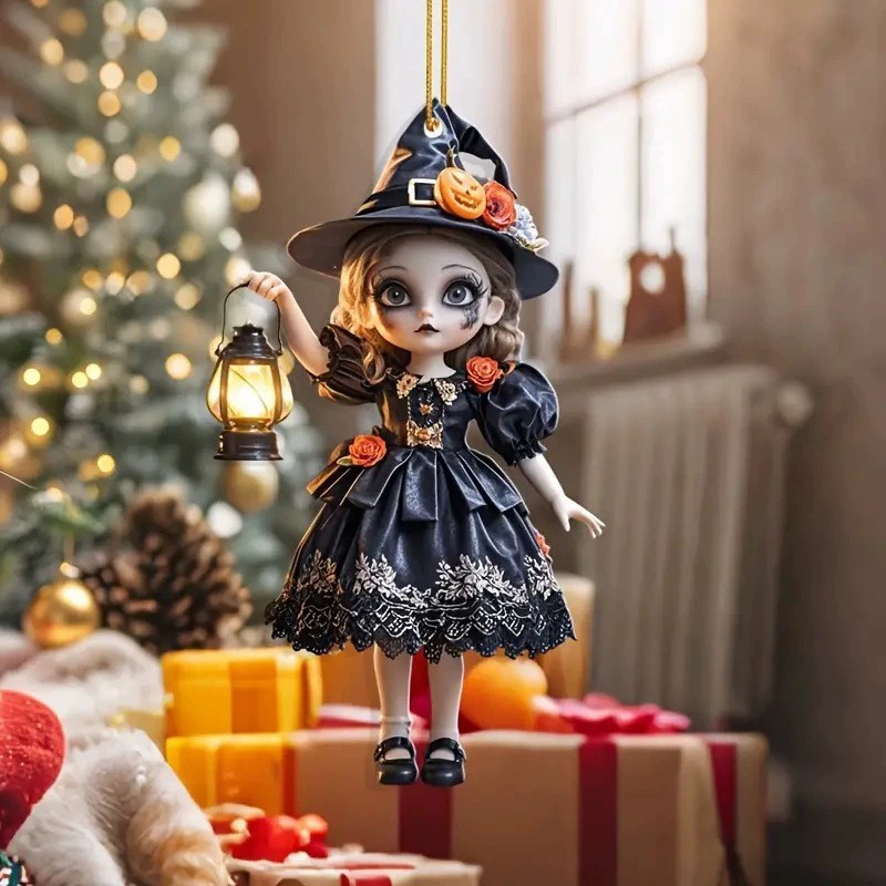 Nuevos productos de Halloween, pequeña bruja de vacaciones, colgantes de acrílico transfronterizos, colgantes de decoración de automóviles, colgantes de joyas para el hogar