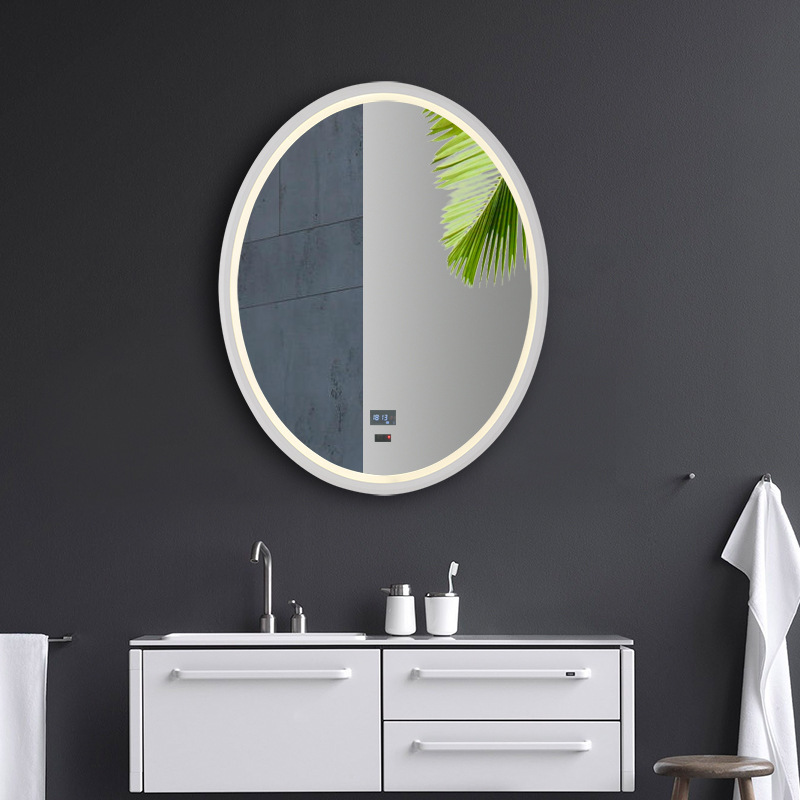 铝框浴室镜 智能镜铝材带灯触控圆形壁挂卫生间镜子灯浴室镜前灯