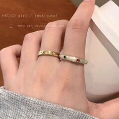 法式彩色鋯石滴釉戒指女小眾設計高級感芒星開口指環戒百搭食指戒