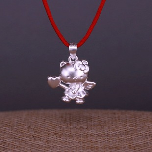999 Sterling Silver DIY Accessories KT Cat Pendant Silver Jewelry Necklace Foot Silver Cute Kitty