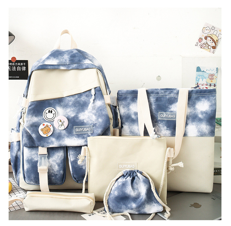 Fashion Tie-dye Large Capacity Canvas Bag Five-piece Set Wholesale Nihaojewelry display picture 28