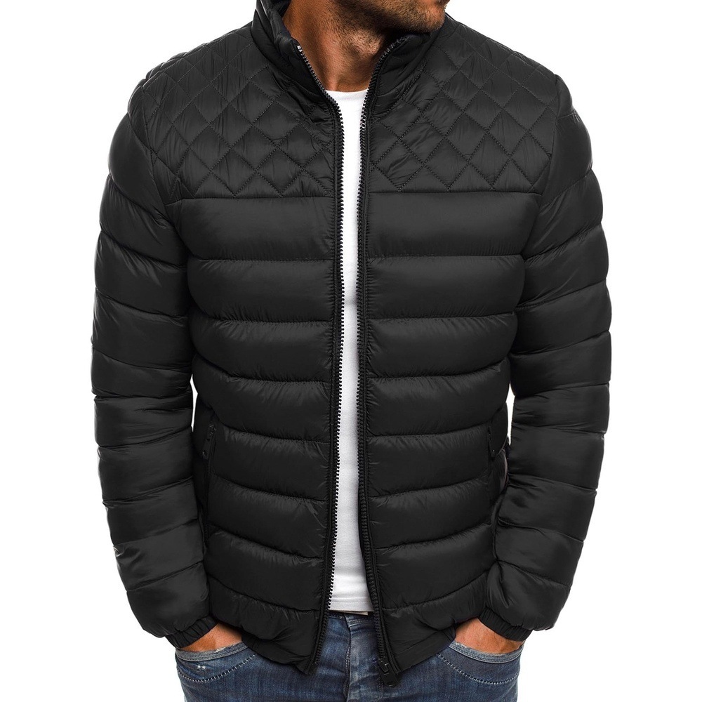 Comercio exterior de otoño e invierno transfronterizo abrigo de algodón acolchado hombres moda europea y americana casual más tamaño Chaqueta de algodón acolchado cuello alto corto Chaqueta de algodón acolchado de los hombres
