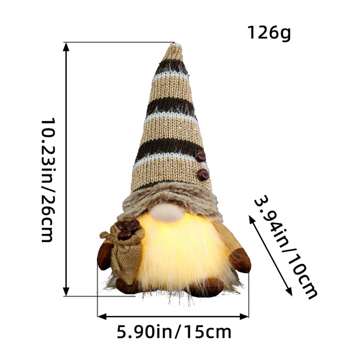 Trineo navideño adornos de alta gama con sombrero de punto ligero muñeca luminosa muñeca Rudolph decoración creativa regalo