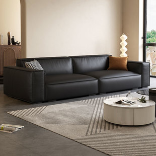 Italian-Style Living Room Cat-Scratch Leather Sofa for Small Apartments, Two, Three, or Four-Seater Straight Row Rental House Square Tech Fabric Sofa