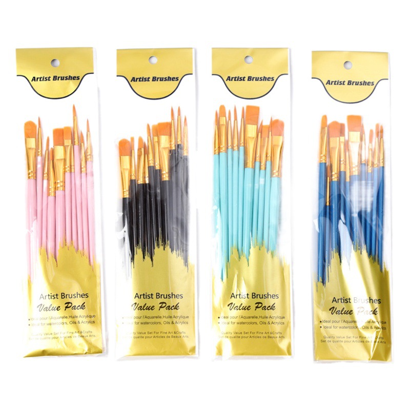 Transfronterizo Amazon 10 plástico poste largo arte de los niños DIY pintura al óleo nylon gouache acrílico traje cepillo