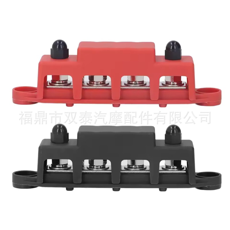 Copper Busbar for Rvs and Boats, M8 M10 High-Current Wiring Studs, 4-Way Stud Pure Copper Distribution Block