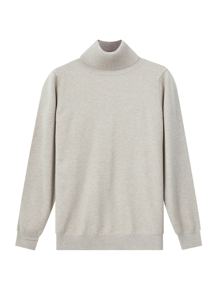 Suéter de cuello alto de lana de hombre, camiseta de punto, camiseta de manga larga, camiseta caliente, camiseta de base para hombre