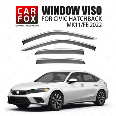 visor, Rain shield - standard-packing-without-logo-civic-hatchback-civic-mk11-fe-2022-pc-with-bright-strip-rain-shield