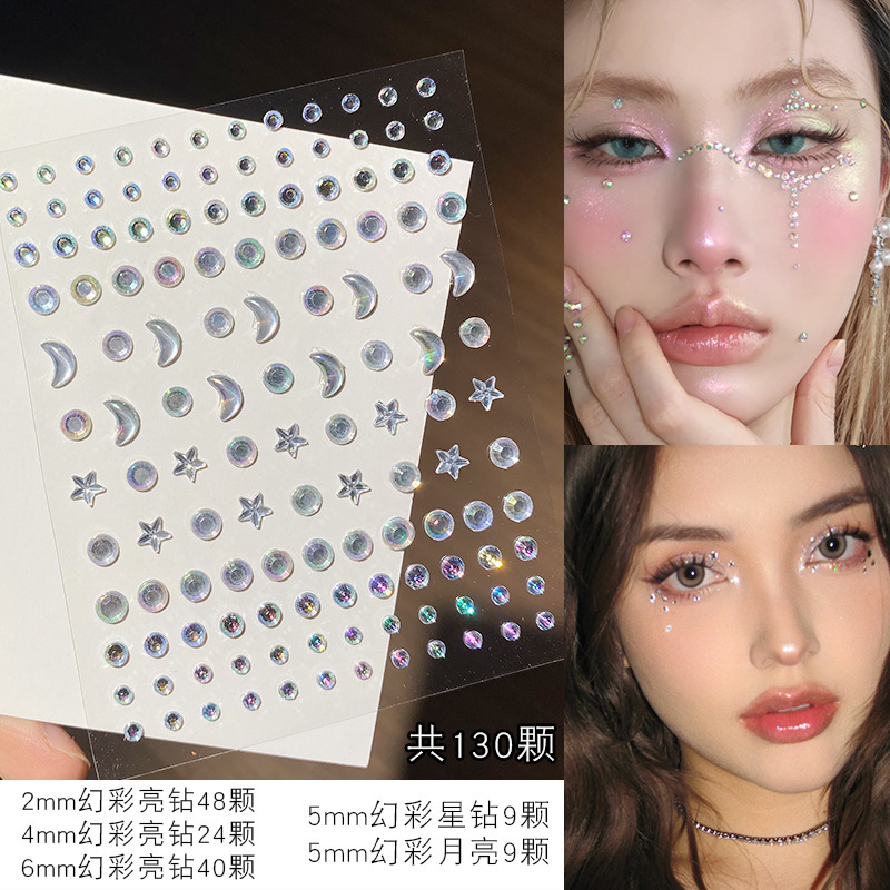 鹿晗同款免打孔眉钉眉骨钉唇钉贴鼻钉贴纸假钉子无洞脸部贴钻贴花|undefined