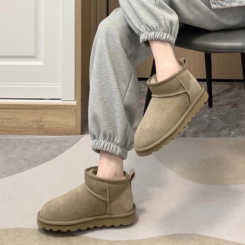 Zhou Dongyu, 스노우 부츠 여성용 양가죽 한 겨울 따뜻한 올매치 코튼 슈즈 새로운 미니 쇼트 부츠 트렌디