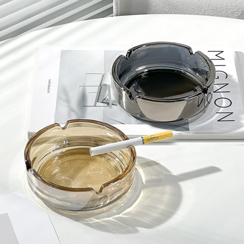 (2개) INS 스타일 라이트 럭셔리 패션 클래식 크리에이티브 홈 침실 호텔 사무실 트렌디 라운드 유리 재떨이