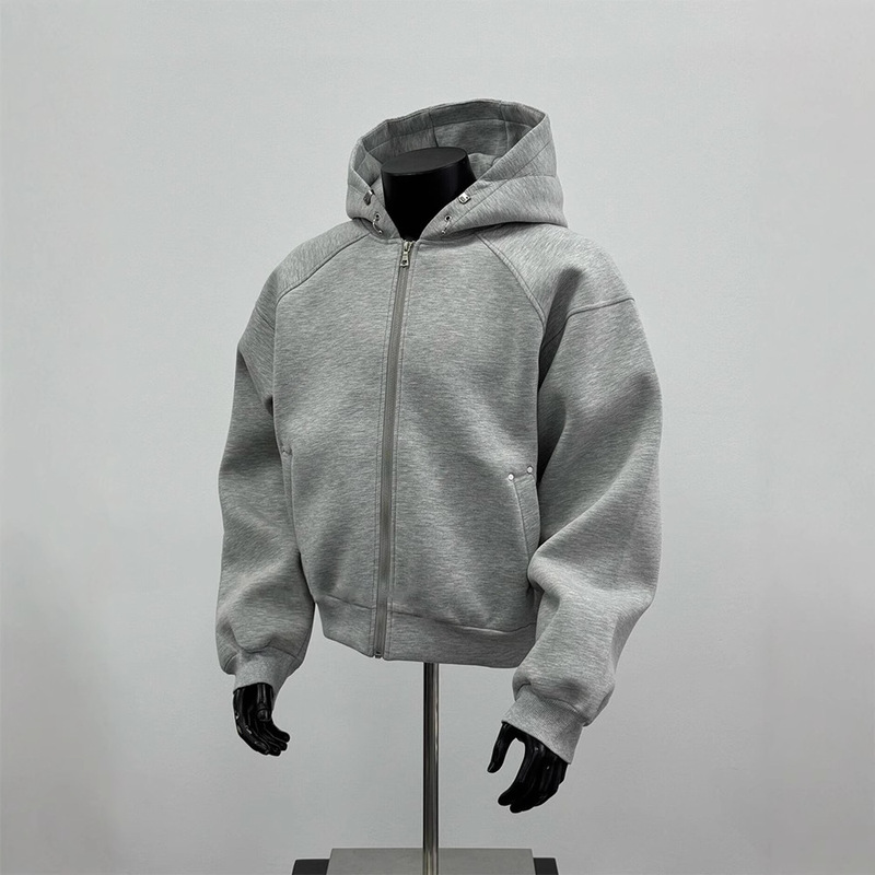 American Style Box Version Cardigan Sweater Men's Autumn and Winter cleanfit Hooded Jacket Short Profile Jacket Hoodie