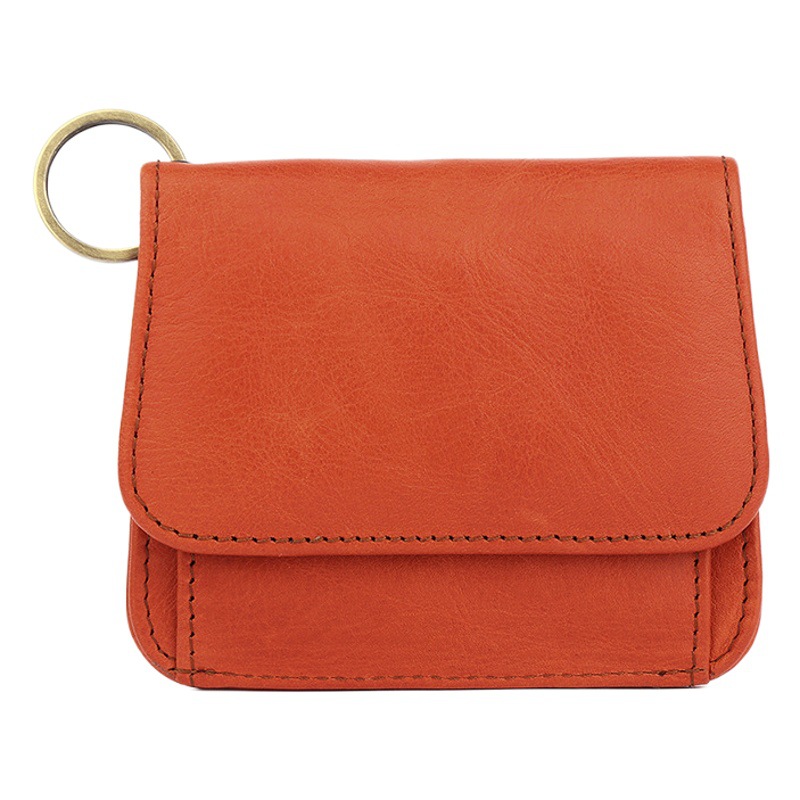 Cartera de cuero genuino niñas corto embrague con llavero monedero bolso de las mujeres multi-tarjeta RFID pequeña cartera al por mayor