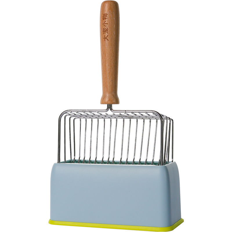 Caja de almacenamiento de pala de arena para gatos de metal, pala de gato, mierda, pala de mierda para gatos, agujeros pequeños, accesorios de base de suministros para gatos grandes