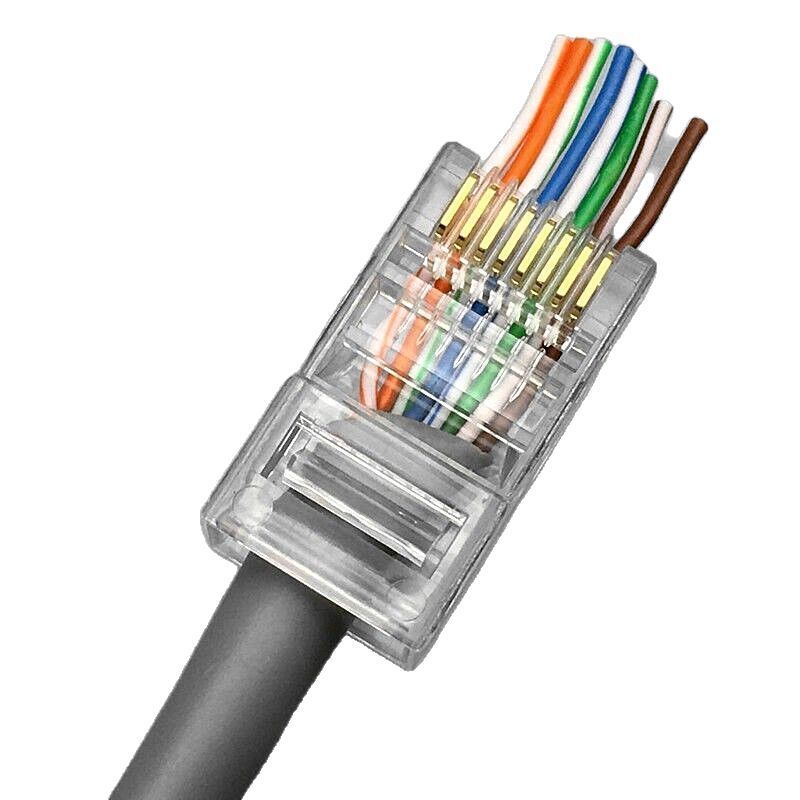スルーホールタイプ カテゴリ6ネットワーククリスタルヘッド CAT6 穿孔タイプ カテゴリ6ネットワークケーブルクリスタルヘッド 三叉0.35純銅シート|undefined