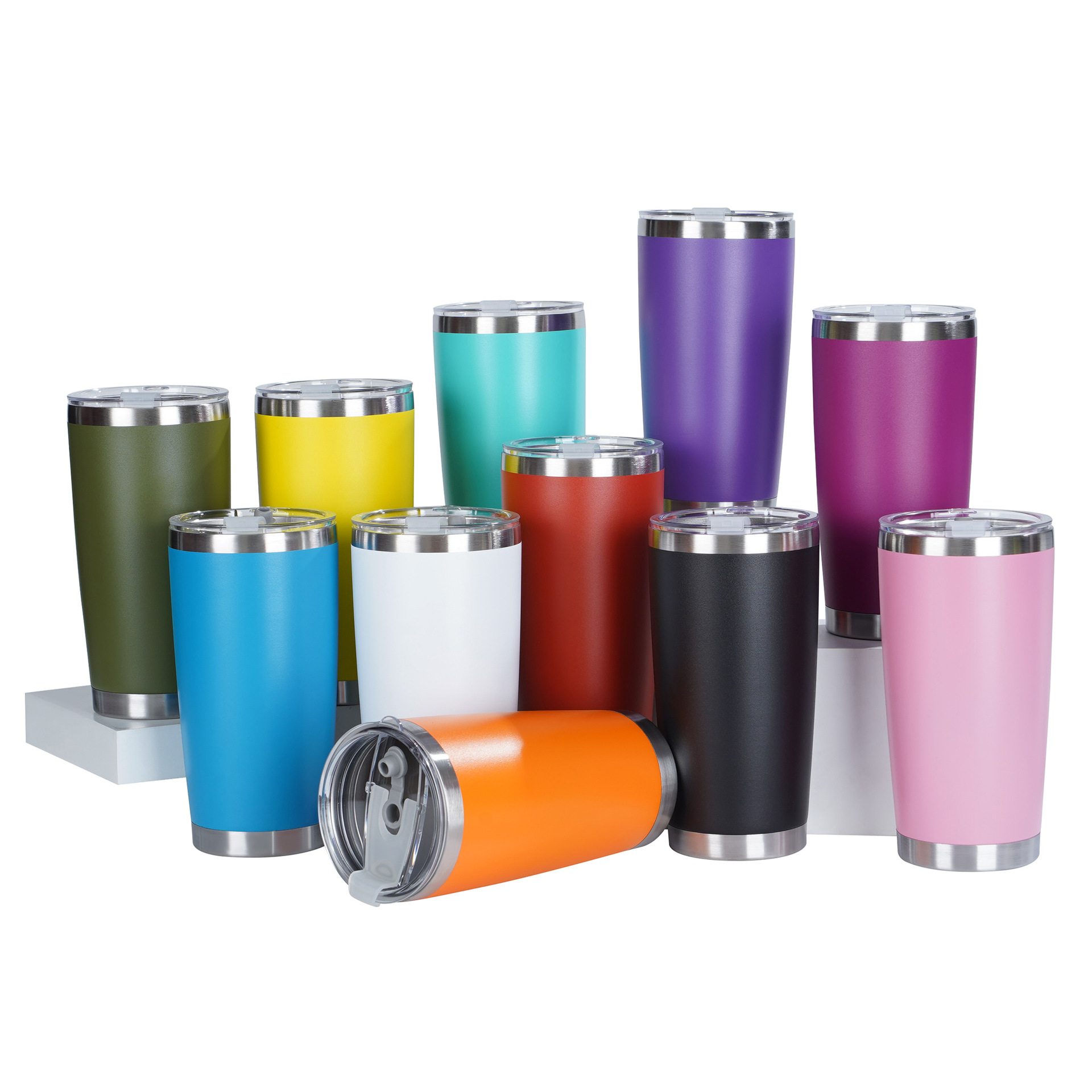 亚马逊20oz喷塑简约保冷咖啡杯户外便携保温水杯304不锈钢保温杯