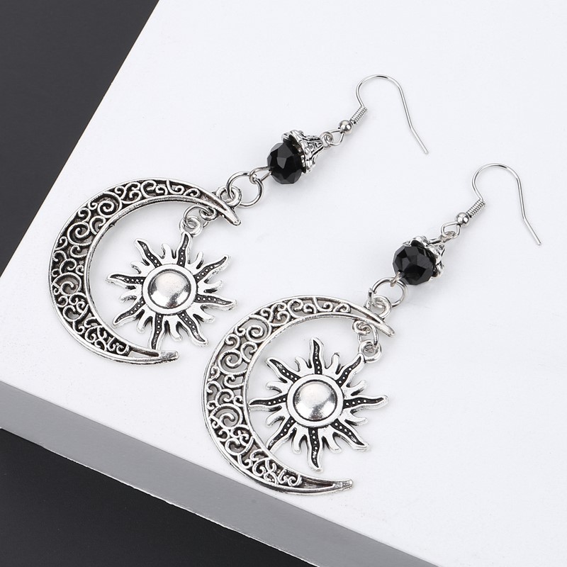 2025 Cross-Border Hot Selling Sun Moon Five-Pointed Star Pendant Earrings Bohemian Style Earrings Retro Simple Women's Style