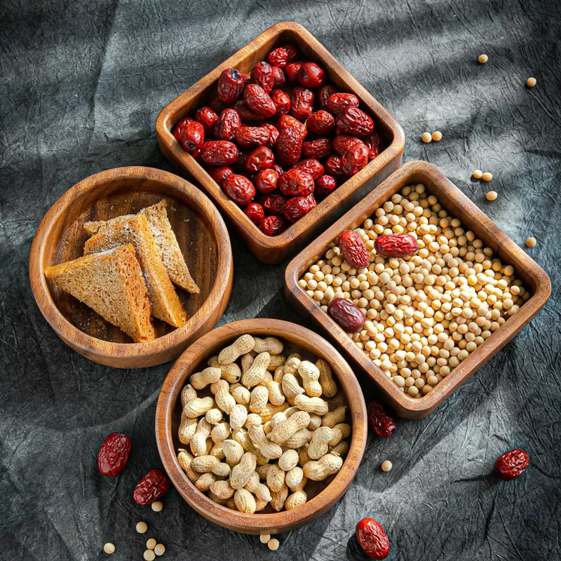 日式胡桃木方形托盘实木零食木盘子茶点糖果碗圆形水果盘干果盘