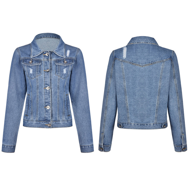 Amazon Women's Ripped New European and American Fashion Long Sleeve Denim Coat Coat Cardigan Denim Cloak Women Amazon Women's Ripped New European and American Fashion Long Sleeve Denim Coat Coat Cardigan Denim Cloak Women