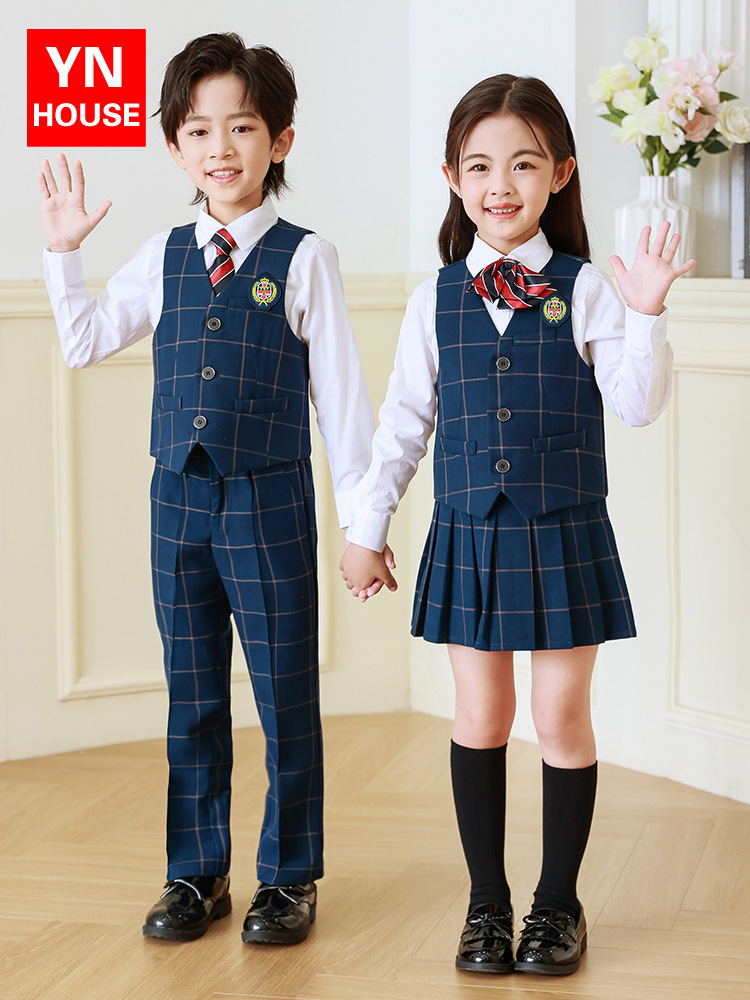 Jardín de Infantes ropa de jardín de verano de algodón puro uniforme escolar estudiante de la escuela primaria estilo británico ropa de clase estilo universitario graduación foto 61 traje de rendimiento