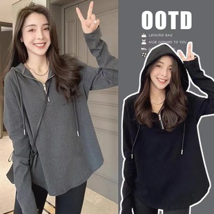 Pregnant women's clothing sweater autumn new hooded coat coat spring and autumn loose leisure