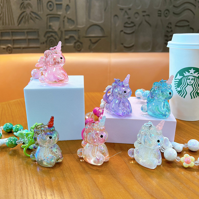Dibujos Animados creativo unicornio cuentas llavero burbuja muñeca acrílico coche colgante adornos pequeño regalo al por mayor image 6