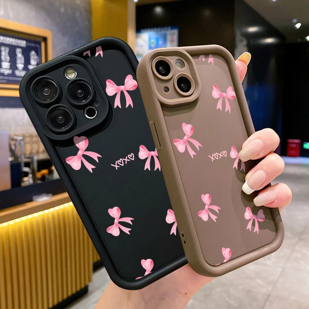 韩系ins轻奢粉蝴蝶结iPhone16/15promax苹果手机壳11/12/13软套14