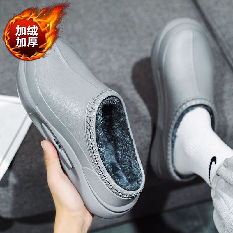 Surgical Room Shoes for Men in Winter, Fleece-Lined, Special Clogs for Hospital Work, Cotton Slippers, Thick-Soled Doctor's Toe-Toe Non-Porous Slippers