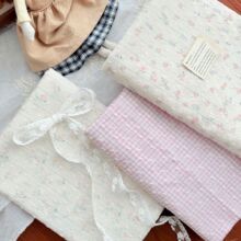 全棉蕾丝剪花面料 数码直喷印花面料 韩系小清新碎花布女装童装