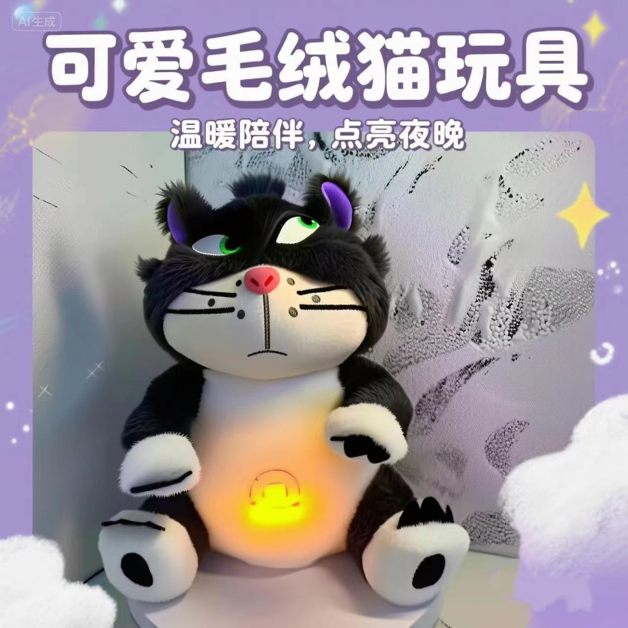 会呼吸安抚毛绒玩具宝宝睡眠玩偶呼吸水獭熊耳朵会动跨境