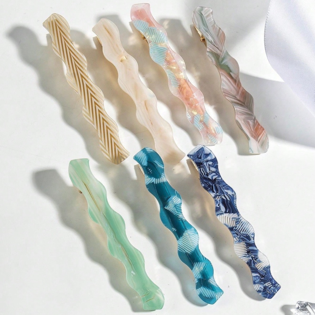 Nicho de estilo coreano clip en forma de onda femenino ins estilo Super caliente flequillo lateral clip pico de pato todo partido horquilla de acetato