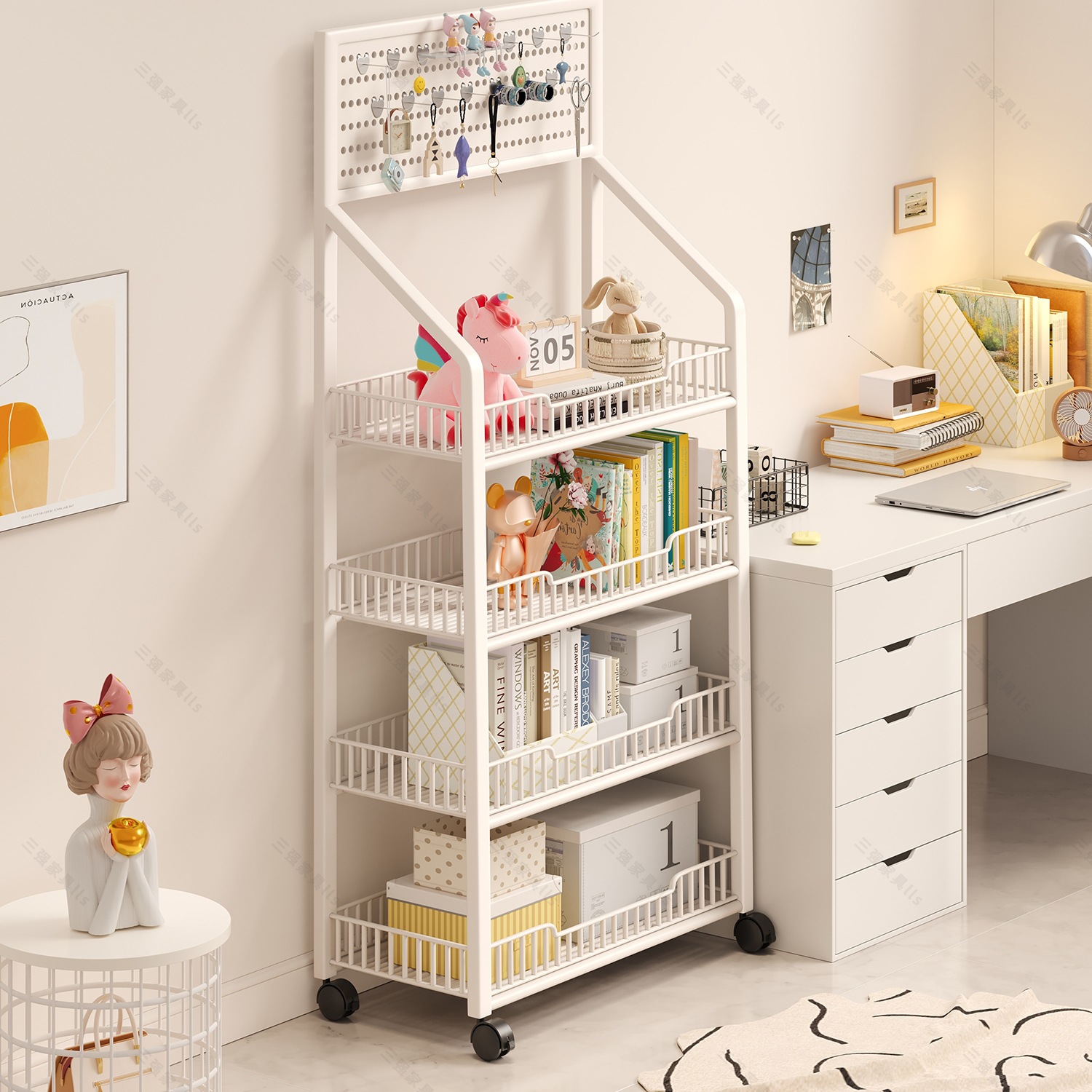 Perforated Board Bookshelf Removable Floor-Standing Storage Rack Home Living Room Multi-Layer Simple Combination Student Book Storage Rack