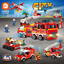 消防救援车工程建筑队城市医院兼容乐高拼装积木DIY益智儿童玩具