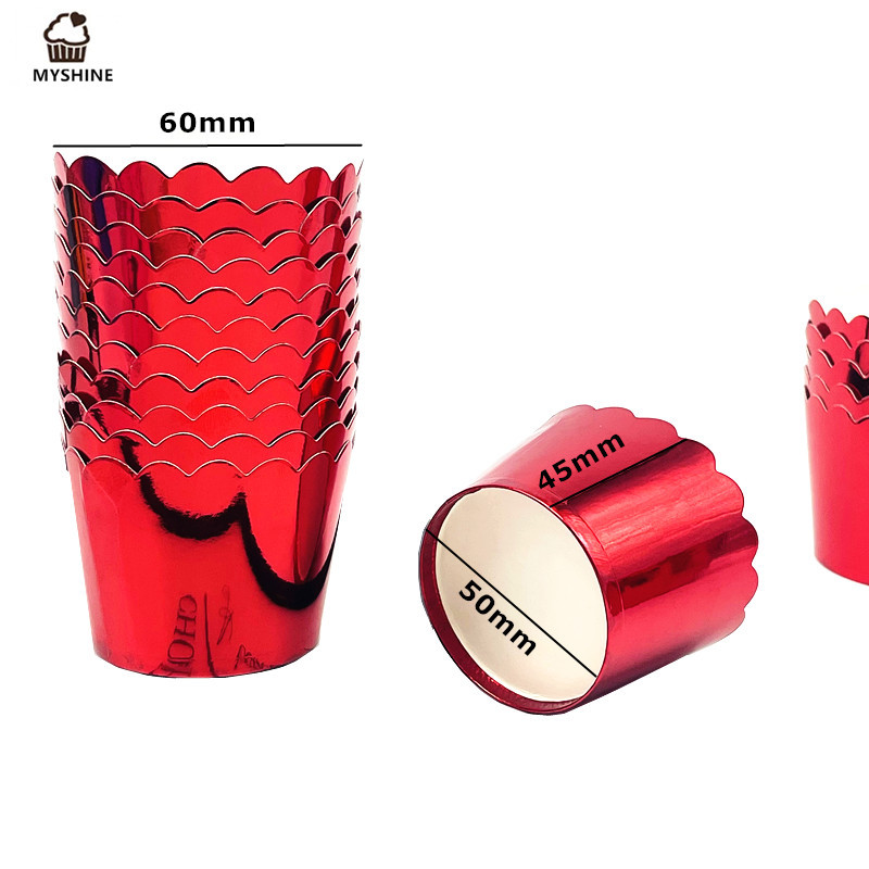 Festival del partido oro y plata medio de alta temperatura resistente a la máquina recta taza para hornear pastel taza de papel molde de pastel Ma fento 50