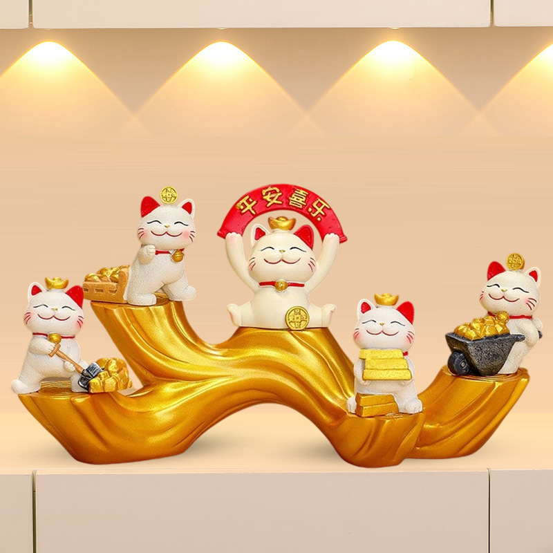 クリエイティブ招き猫置物リビング玄関キャビネットテレビキャビネット装飾品オフィスデスクトップ装飾装飾品|undefined