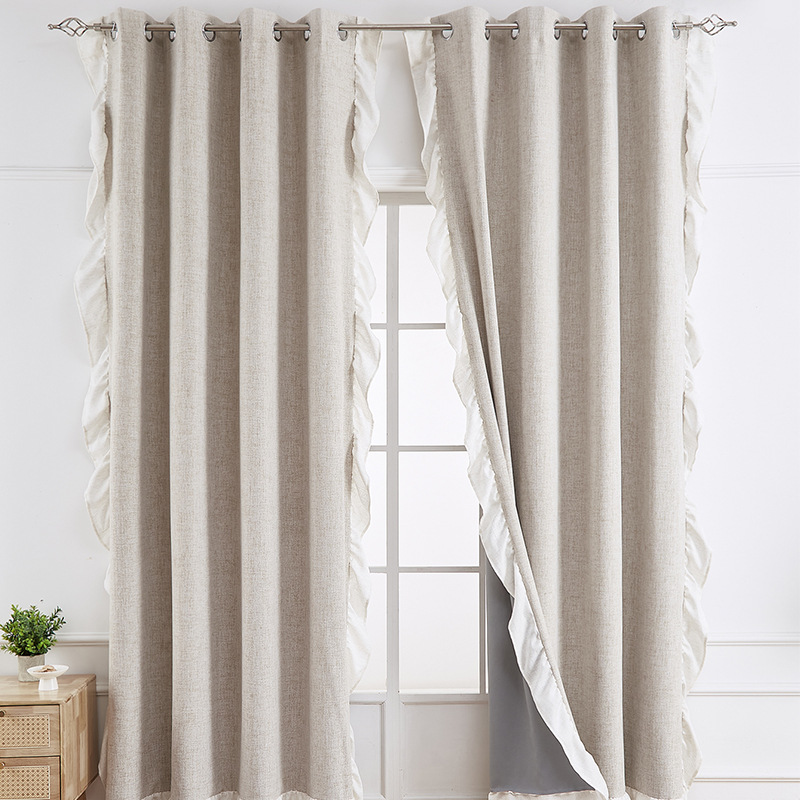 Rideaux occultants en lin pour salon et balcon style américain_voghion.com