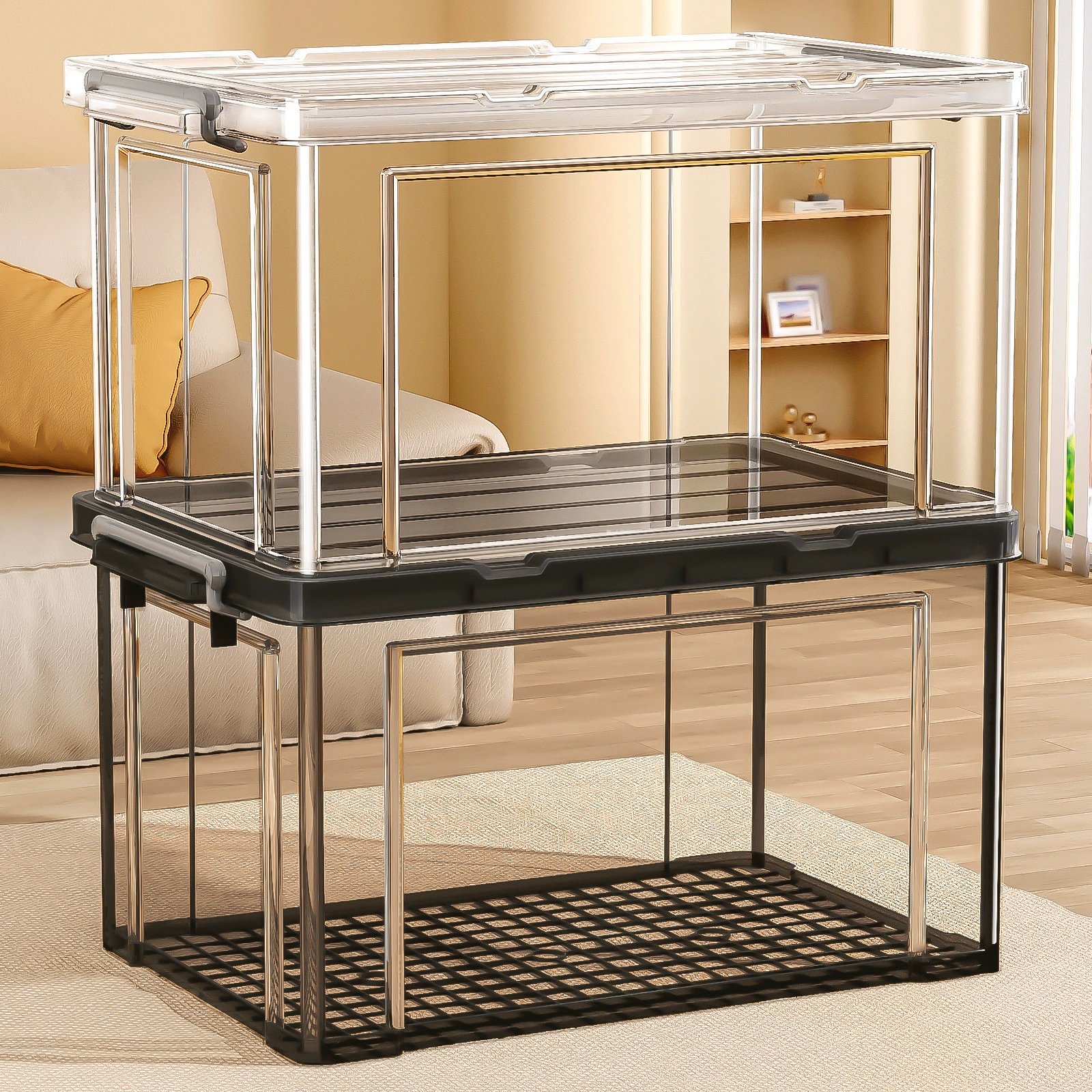 Коробка для хранения прозрачная пластиковая домашняя одежда