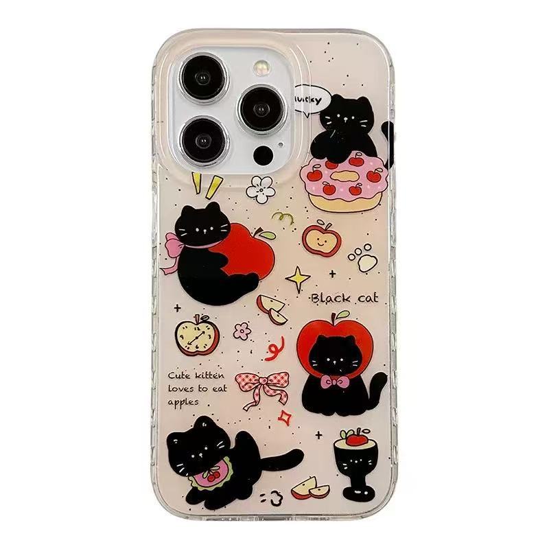 Funny ins lindo pastel gato para iphone16 soporte 15ProMax funda para teléfono 13 Apple 14P hembra