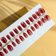 30片手工穿戴甲貓眼紅寶石款顯白氣質可拆卸成品甲片