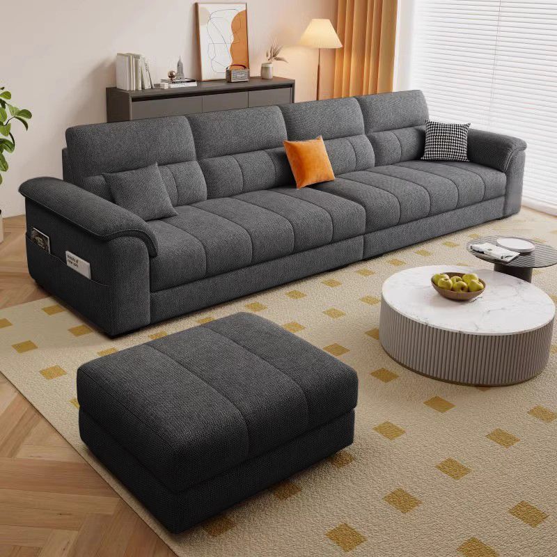 2025 New Model Straight-Row High-End Italian-Style Cotton and Linen Fabric Sofa for Living Room, Suitable for Small Apartments, Universal Type, Home Use, Light Luxury, Modern