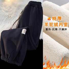男女童休闲裤秋冬新款加绒加厚运动卫衣冬装中大童阔腿束脚长裤