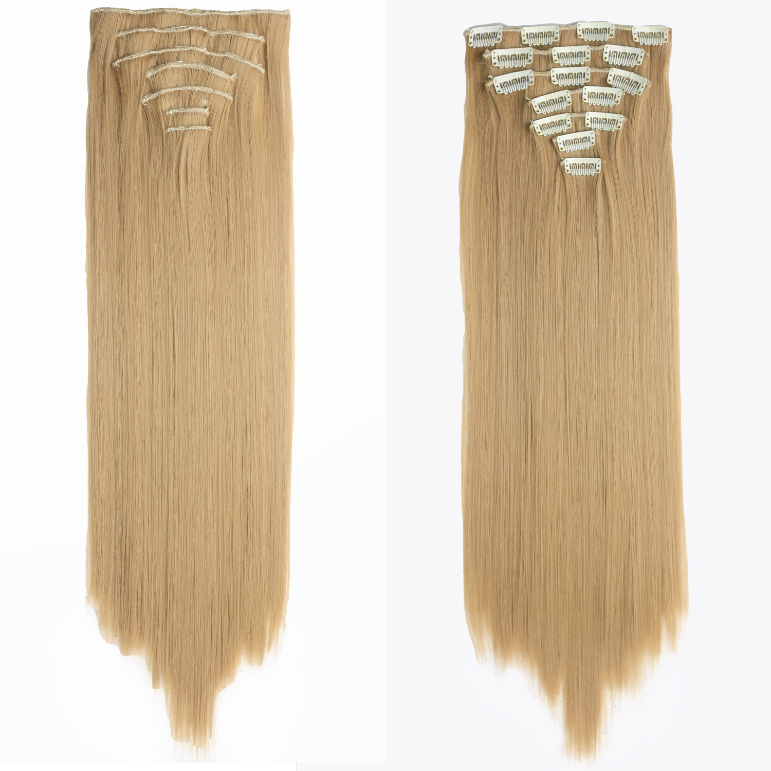 Comercio exterior al por mayor peluca 16 tarjetas extensión de cabello piezas de cabello recto piezas de cabello 7 piezas de fibra química clip cabello mujeres europeas y americanas