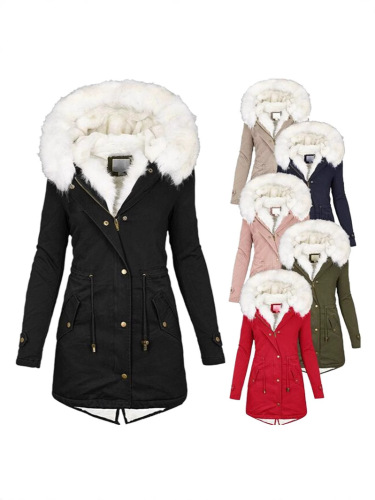Autumn/Winter Wish: New Arrival European & American Style Cross-Border Top—Fitted Sherpa-Lined Puffer Jacket with Collar and Pockets, Perfect for Women