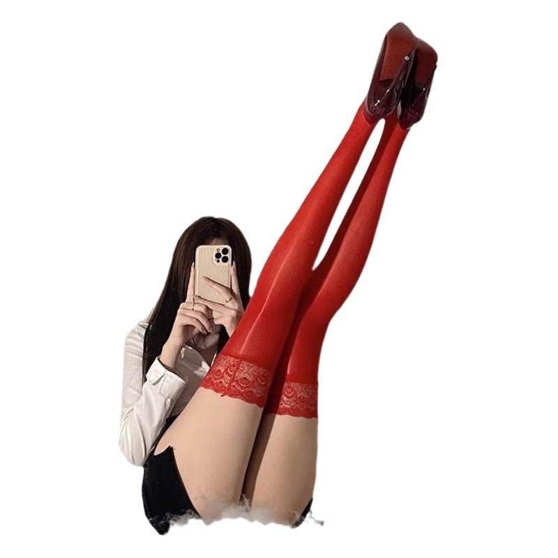 Calcetines de silicona antideslizantes de encaje sobre la rodilla calcetines de muslo aceitosos medias sexy para hombres y mujeres calcetines de pierna de aceite de caballo