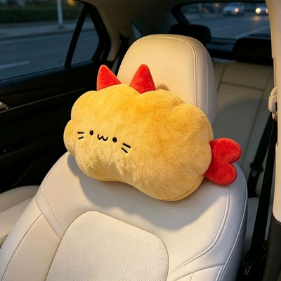 Headrest suitable for all seasons, same style lumbar support cushion, waist-protecting pillow, cartoon car seat cushion, cute car pillow (Headrest) - same-style-as-on-xiaohongshulittle-yellow-shrimpheadrest-single-piece