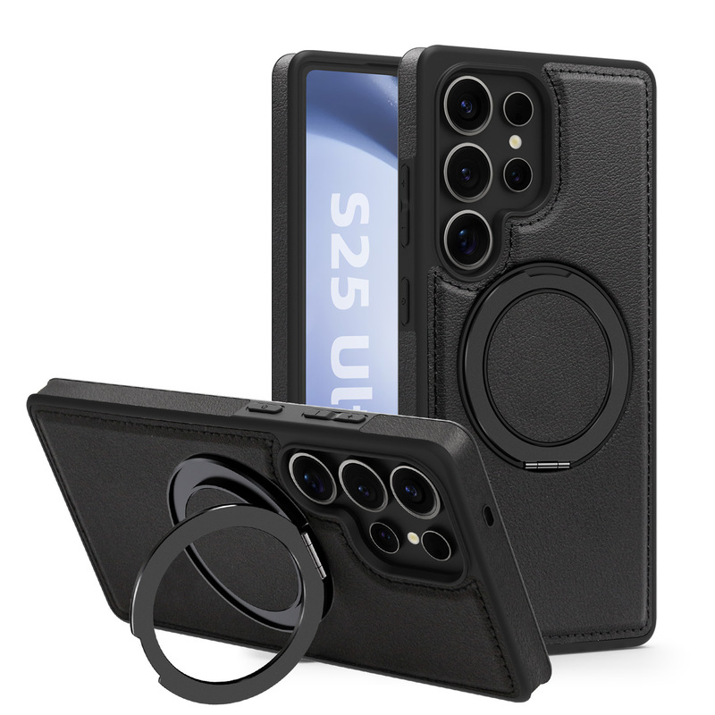 Suitable for Samsung S26Ultra Mobile Phone Case Leather 360 Rotating Stand S25Edge Magnetic Protective Case 24Plus