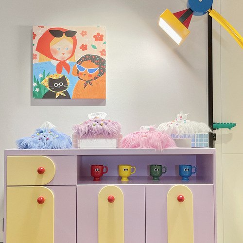 Dopamine tissue bag living room car tissue box bedroom car tissue storage bag high-end creative cute long-haired dog