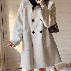 小香风毛呢外套女2025春秋新款爆款盐系轻熟风小个子加厚长款大衣