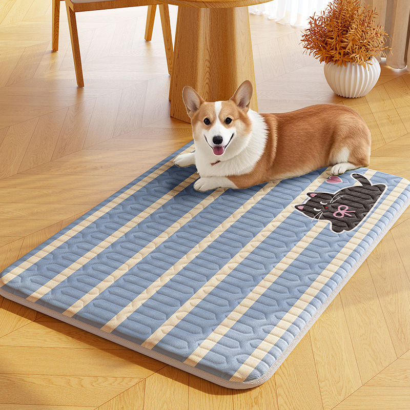 Alfombrilla de hielo para mascotas de verano, alfombrilla para perros, seda de hielo lavable a máquina, alfombrilla para dormir para perros y gatos